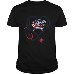 Blue Jackets Heart Nurse Stethoscope Shirt